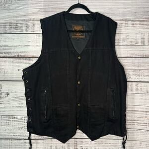 Milwaukee Performance Black Denim Vest 3XL Conceal Carry Lace Up Sides
